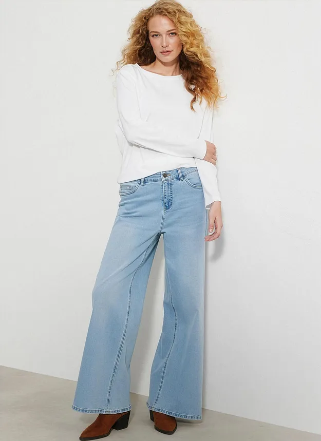 Dame - Kl&aelig;r - Jeans - Wide Leg jeans