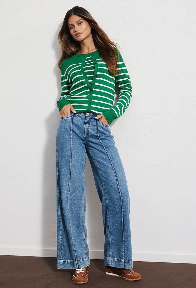 Trendy - Wide leg-jeans, Mid waist - mellombl&aring; denim used