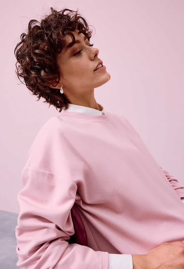 Dame - Oversized sweatshirt av viskosemiks - askerosa