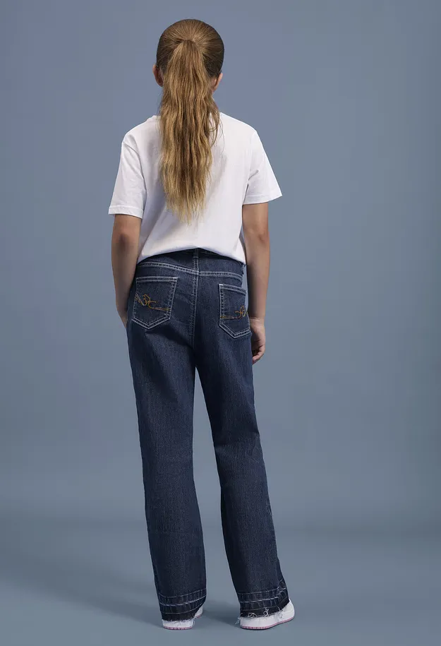 Barn - Flared-jeans Mid Waist - m&oslash;rkebl&aring; denim used