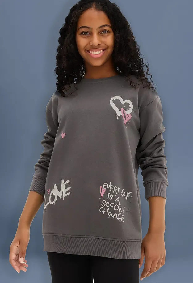 Barn - Sweatshirt i 100% &oslash;kologisk bomull - antrasitt
