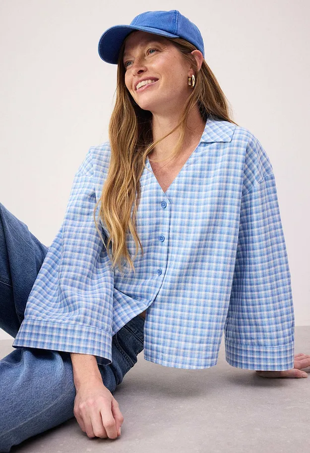 Dame - Caps i bomull - polarbl&aring;