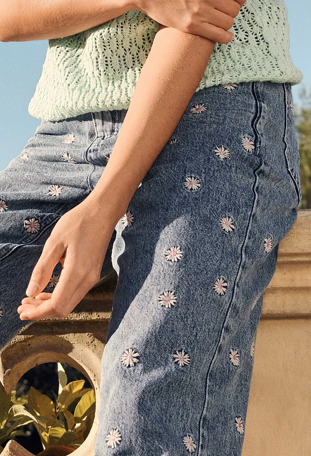 Dame - Straight-jeans High Waist - lysebl&aring; denim used