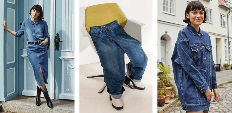 Inspirasjon - Langt jeansskjørt med plitt, av Positive Denim #1 Fabric - blå denim 
