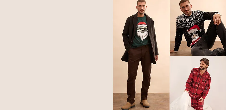 Julegenser med flerfarget mønster kombinert med mørke jeans.