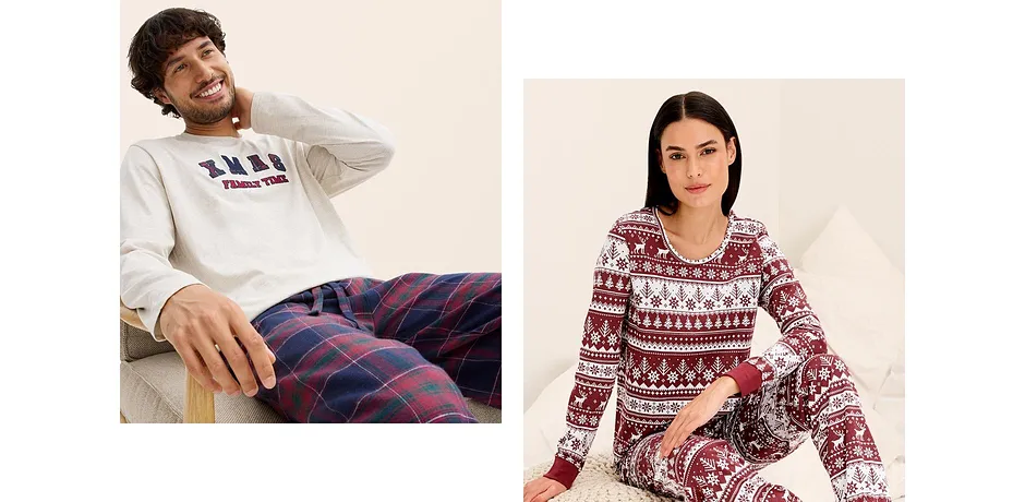 Trendy - Pyjamas av økologisk bomull - burgunder/hvit