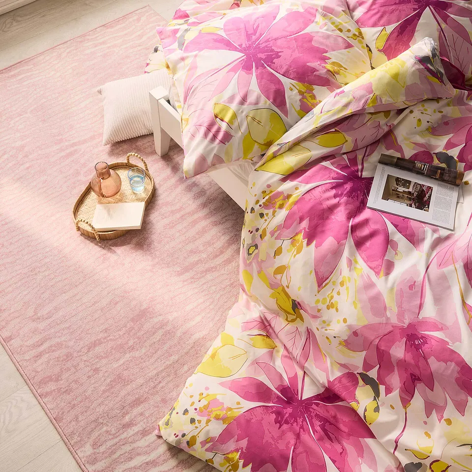 Hjem - Sengesett i bomullsmiks - rosa/gul