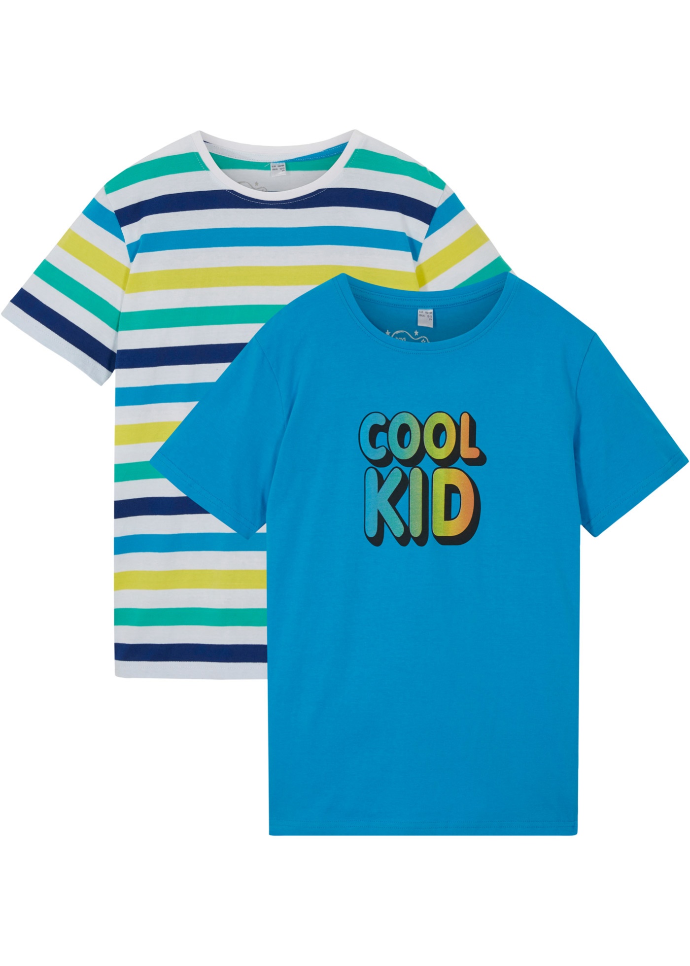 T-shirt til gutt, med trykk, økologisk bomull (2-pack)