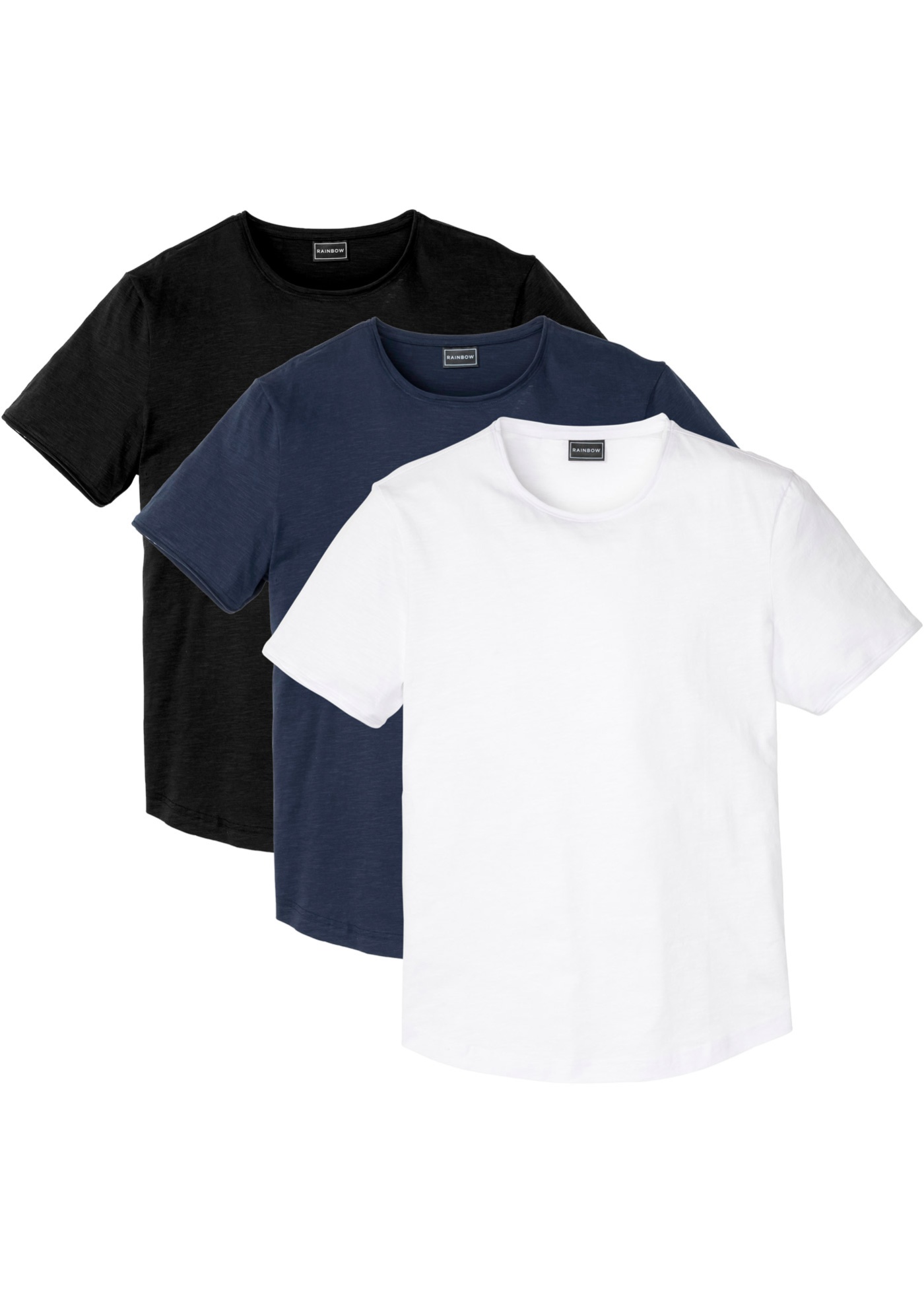 T-shirt med rullekant (3-pack) Slim Fit