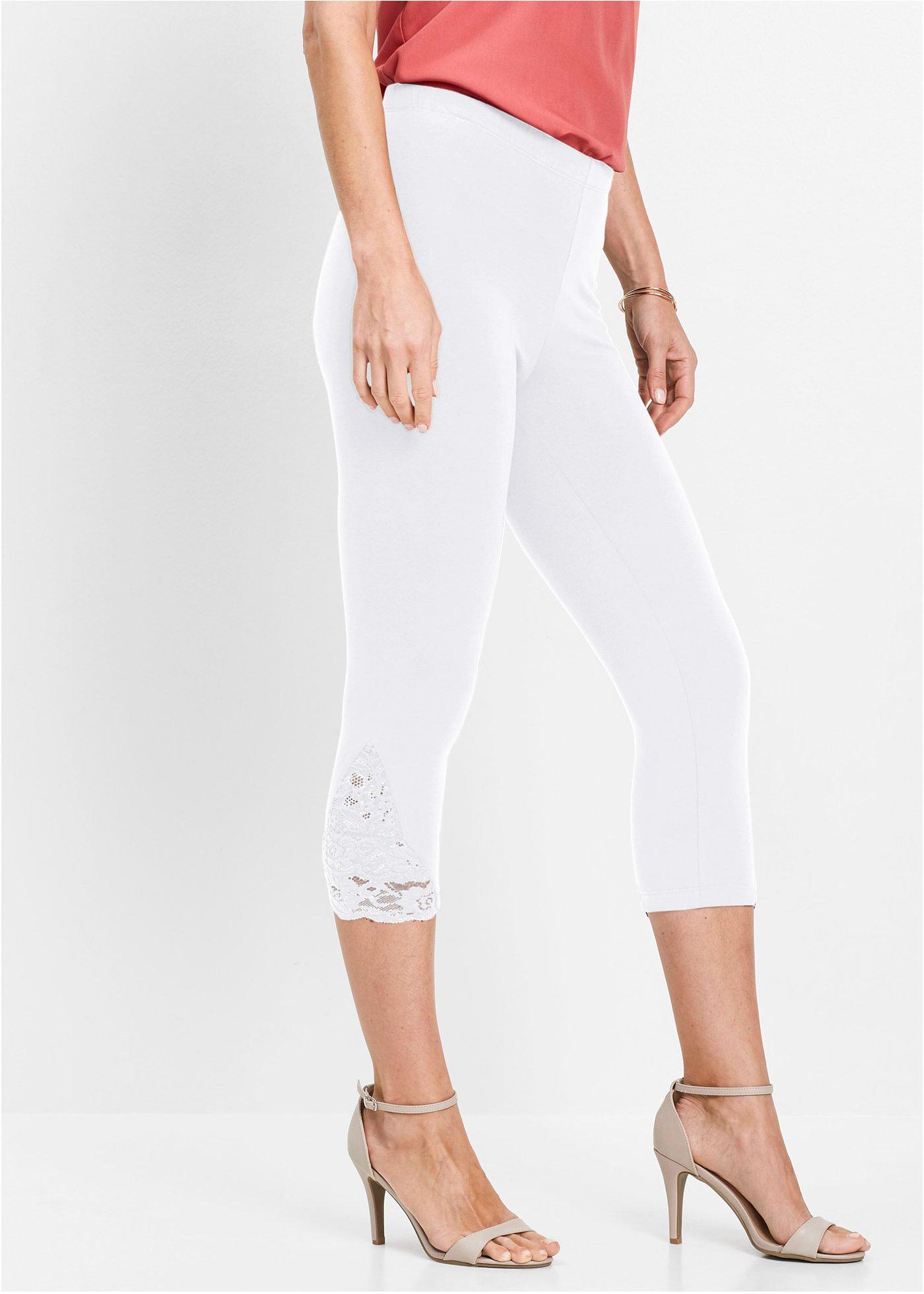 Trendy caprileggings med blonde hvit