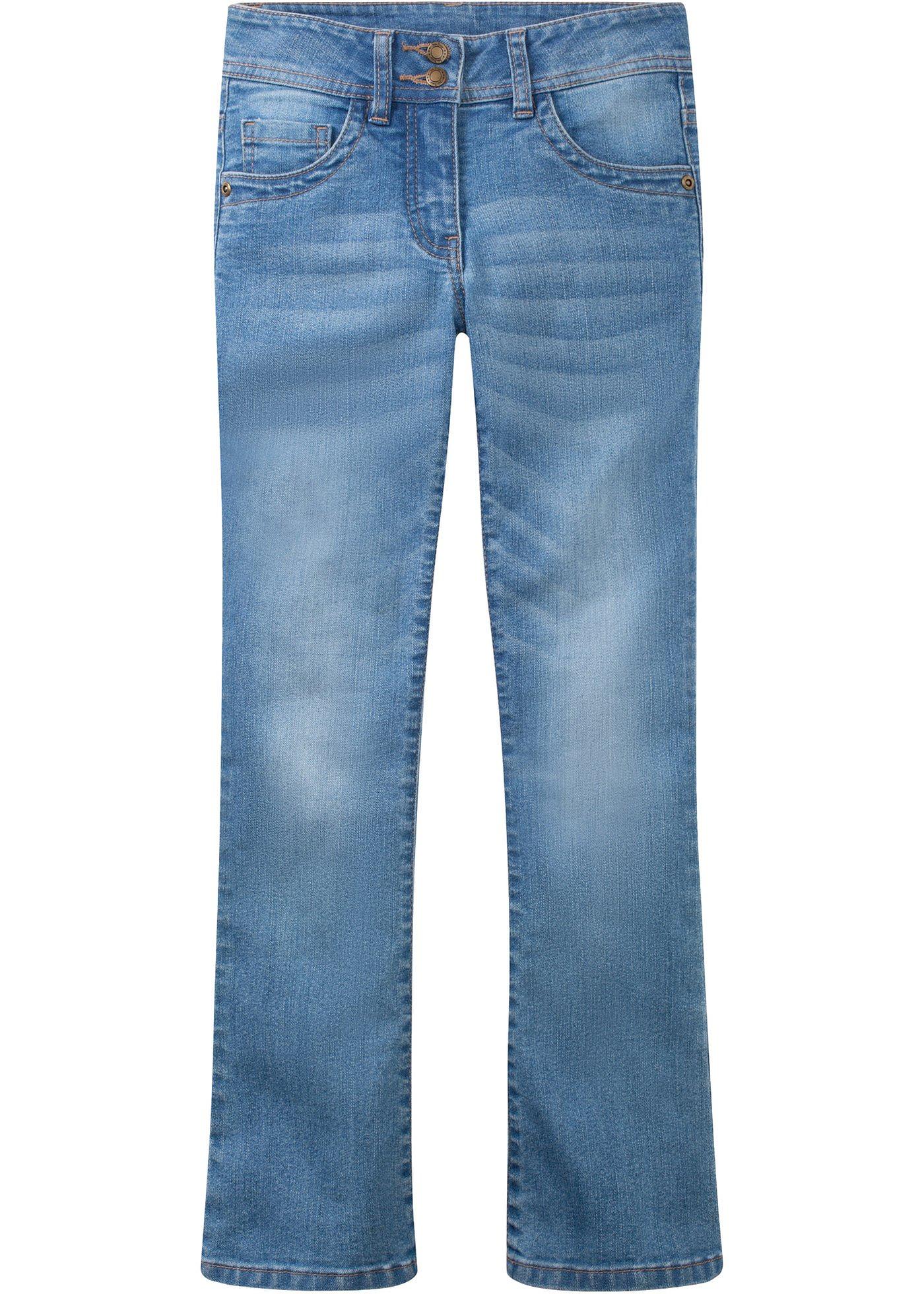 Bootcut StretchJeans, jente medium blue bleached