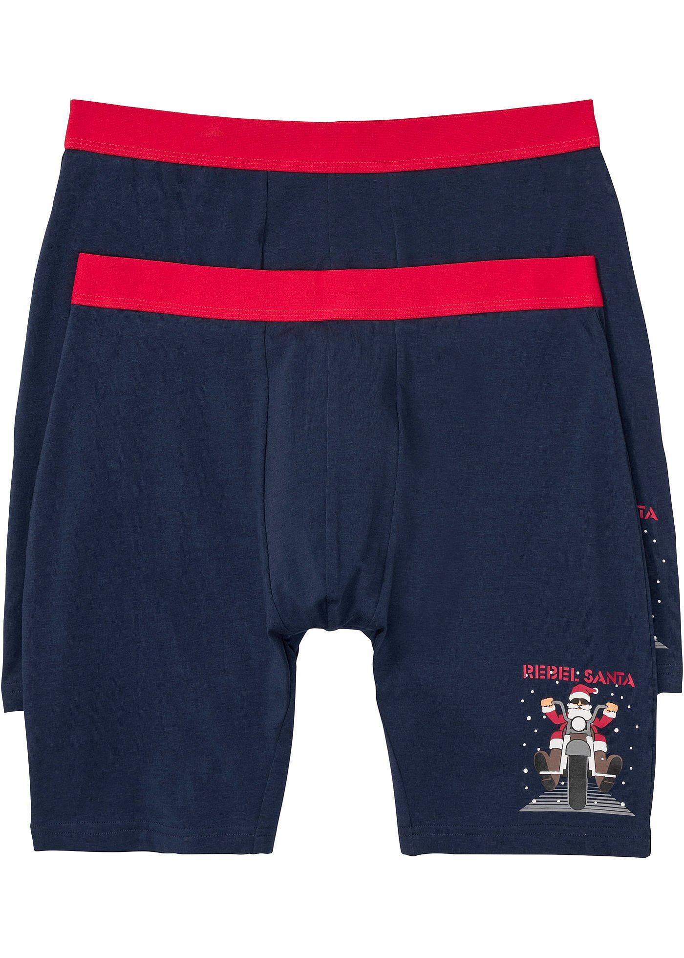 Lang, komfortabel boxer med julemotiv mørk blå med trykk
