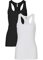 2-pack med ribbet singlet, bonprix