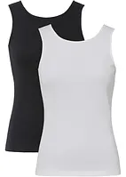 Ribbet topp i 100% økologisk bomull (2-pack)