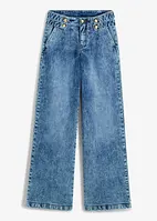 Wide Leg-jeans, Mid Waist med smykkeknapper, bonprix