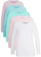 Lang topp med rund hals, lange ermer (5-pack)