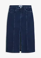 Midi-jeansskjørt med splitt, bonprix