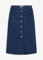 Midi-jeansskjørt med knappestolpe, bonprix