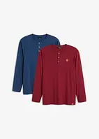 Henley-shirt, langermet (2-pack) av økologisk bomull, bonprix