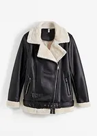 Lang Shearling-jakke med fuskepels, bonprix