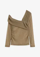 Transparent, langermet topp i glitrende mesh-materiale