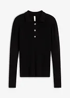 Strikket poloshirt med dekorative knapper, bonprix