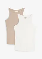 Ribbet topp i 100% økologisk bomull (2-pack)