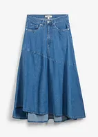 Jeansskjørt High Waist, midi-lengde