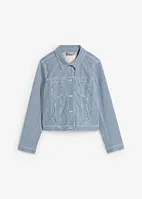 Jeansjakke med stripemønster, kortere modell