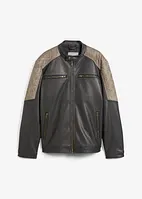 Jakke i imitert skinn og bikerstil