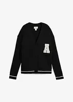 Oversized cardigan med broderi