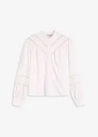 Bluse med lin og chrochet-innfellinger