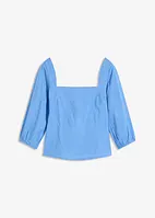 Bluse med puffermer og vaflet innfelling