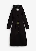 Mellomlang kåpe i trenchcoat-look med avtagbar hette