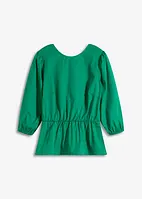 Bluse med puffermer og dyp utringning i ryggen