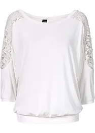 Oversized topp i viskosemiks med blonder, bonprix