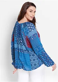 Crinkle blusetunika med lange ermer, bonprix