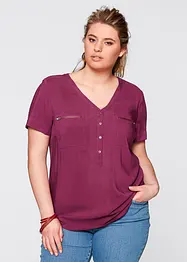 Bluse i viskose, kort arm, bonprix