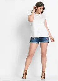 Jeans-shorts med broderi, bonprix