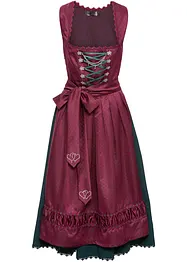 Dirndl med sateng-forkle med broderier (2-delt sett), bonprix