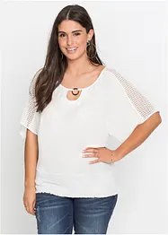 Bluse med blonde, bonprix