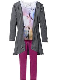 Topp + cardigan + leggings (3-delt sett), bpc bonprix collection