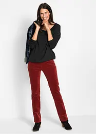 Langermet topp i 100% bomull med strikk, bonprix