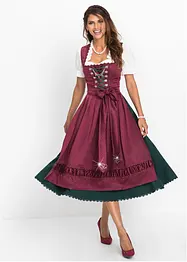 Dirndl med sateng-forkle med broderier (2-delt sett), bonprix