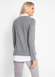 2-i-1 genser med innfelt bluse, lang arm, bpc bonprix collection