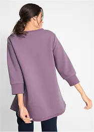 Lang sweatshirt-tunika med struktur i A-fasong, 3/4-lang arm, bonprix