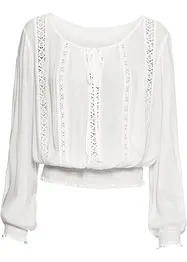 Slip on-bluse med Crochet-blonde, bonprix