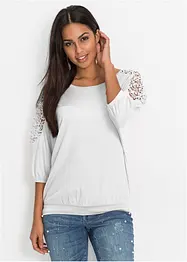 Oversized topp i viskosemiks med blonder, bonprix