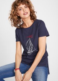 T-shirt i bomull, med print og splitt i sidene, bpc bonprix collection