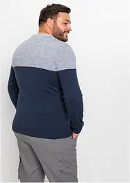 Finstrikket genser med bomull og colorblocking, bonprix